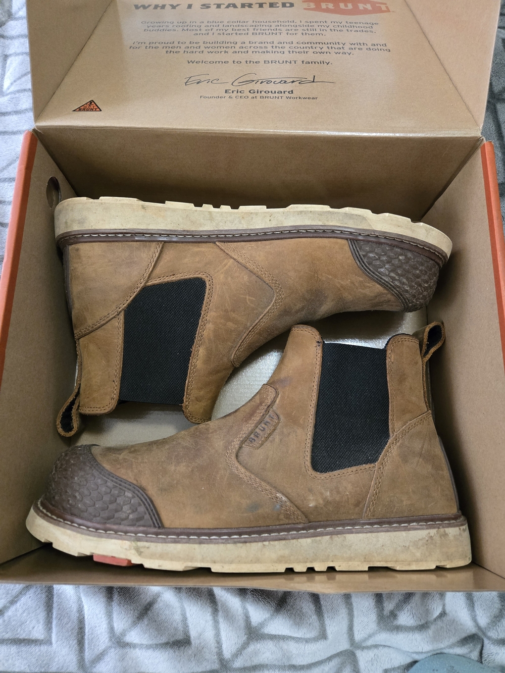 BRUNT Men’s Brown Leather Work Boots Size 13